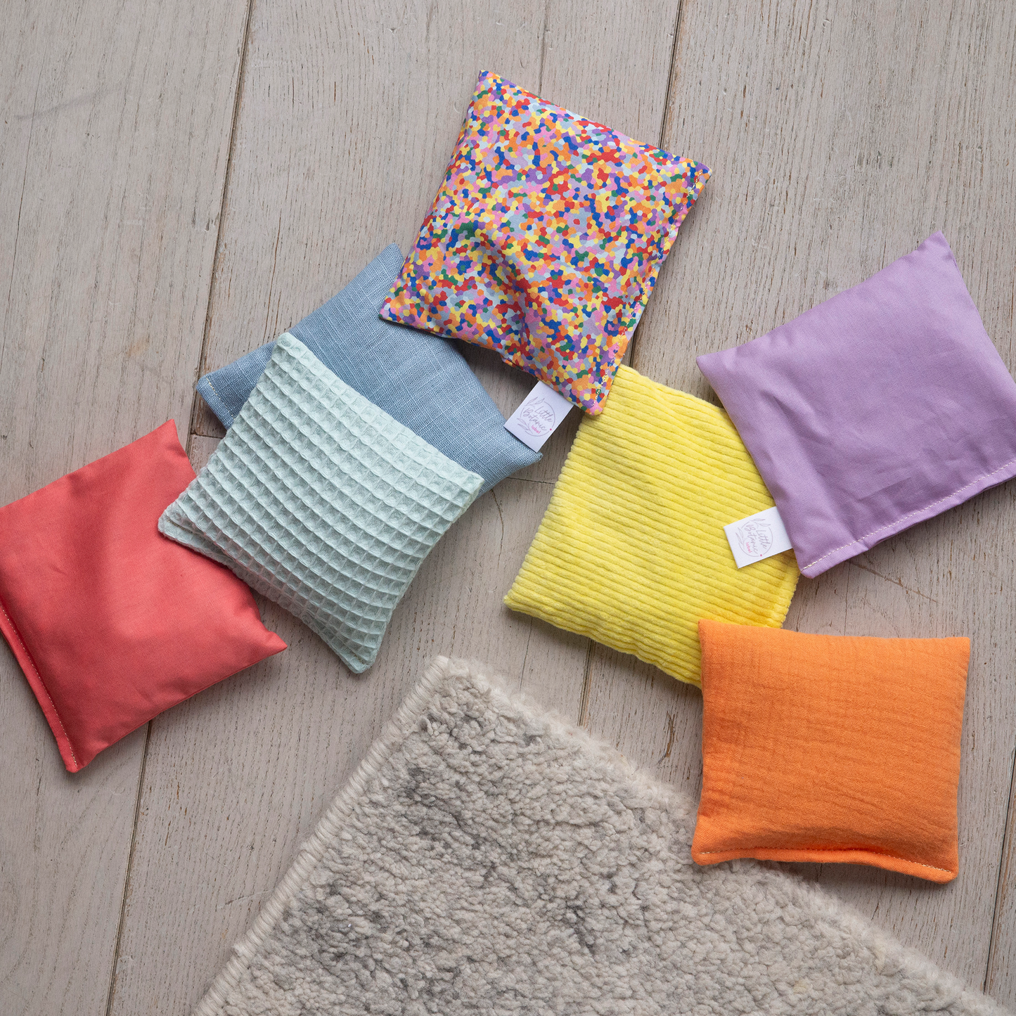 Sensorische pittenzakjes - pastel + super confetti - 7 stuks