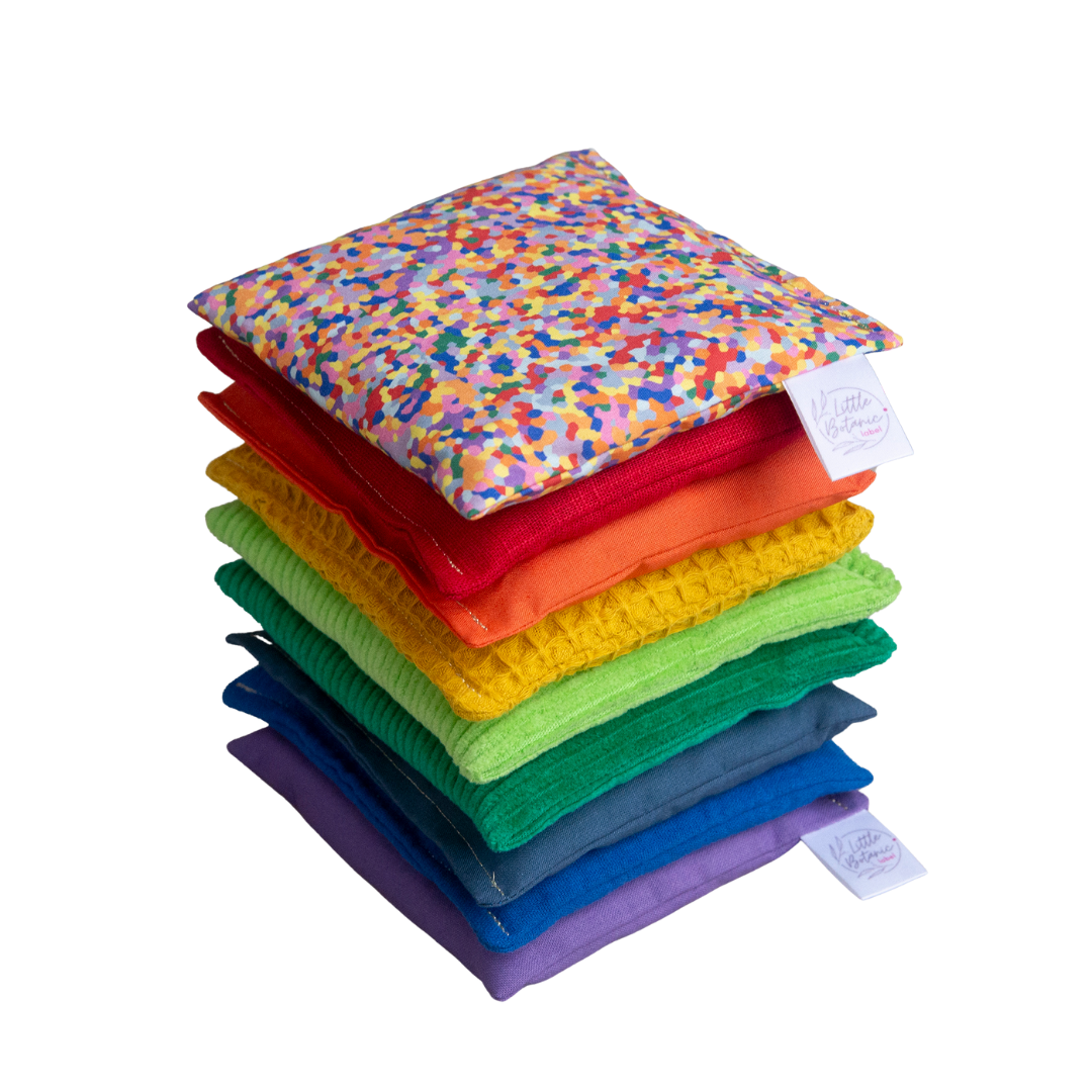 Sensorische pittenzakjes - Regenboog 8-delig + super confetti
