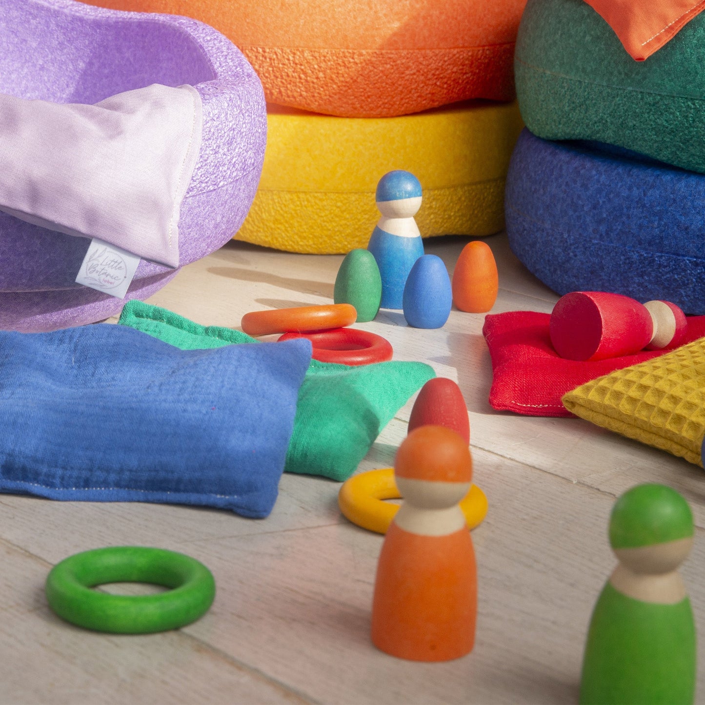 Sensorische pittenzakjes - Regenboog 8-delig