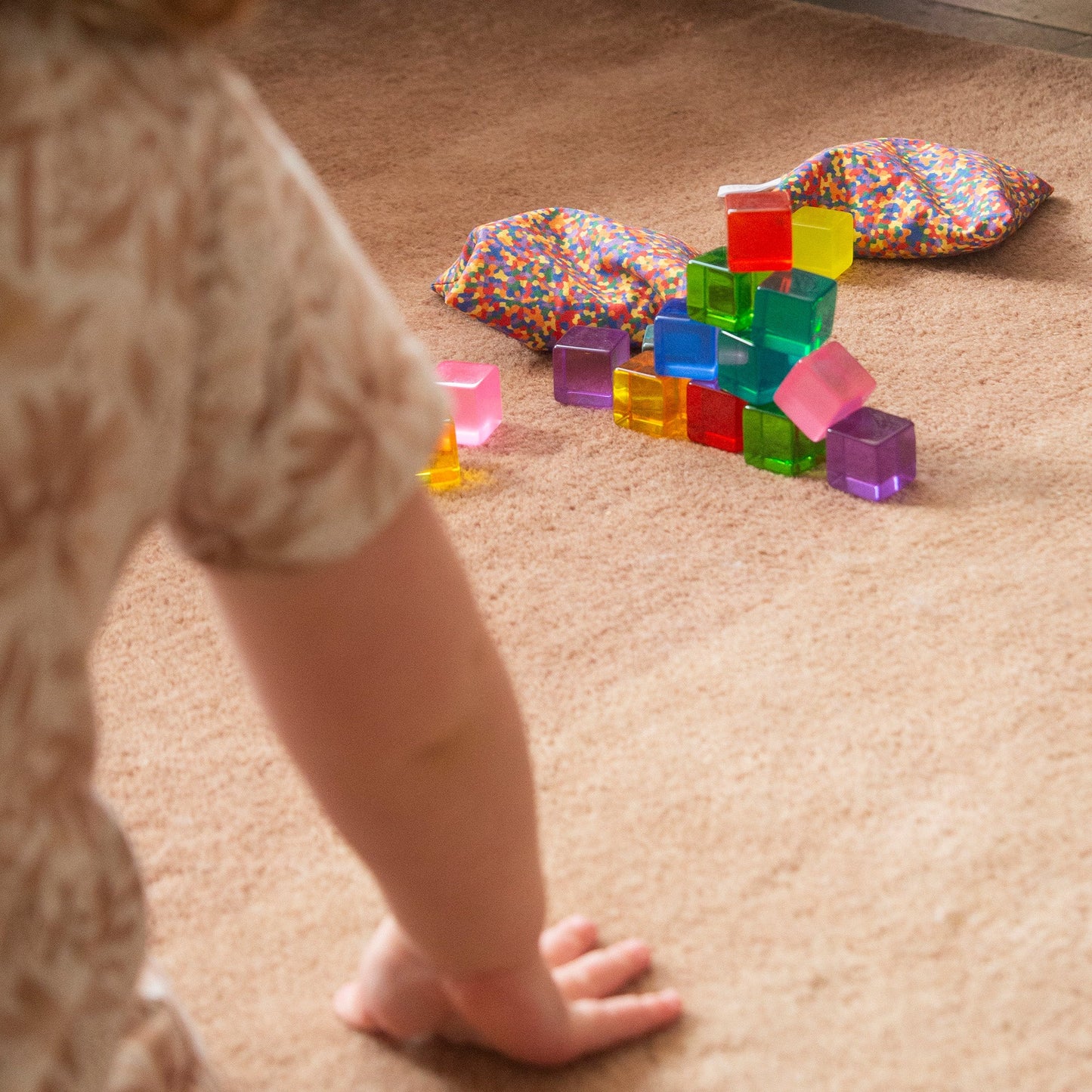 Sensorische pittenzakjes - pastel + pastel confetti - 7 stuks