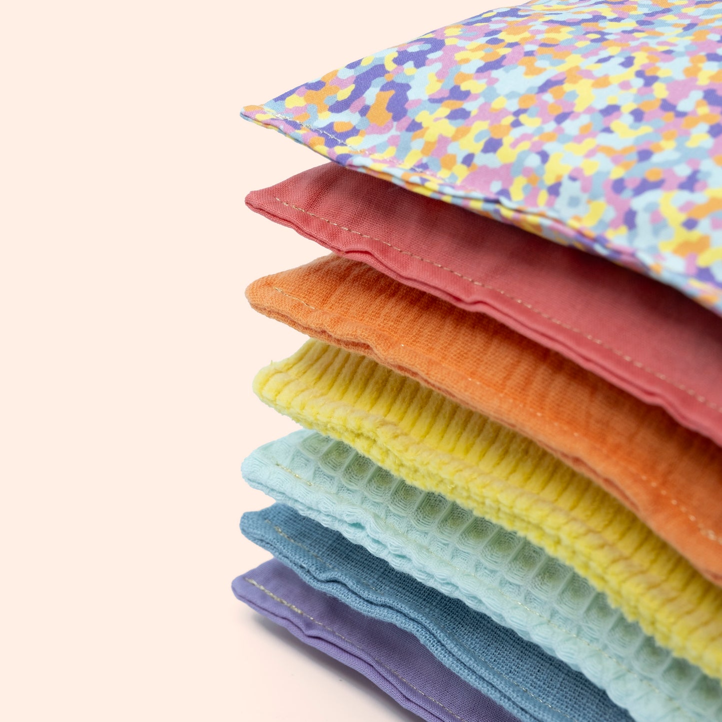 Sensorische pittenzakjes - pastel + pastel confetti - 7 stuks