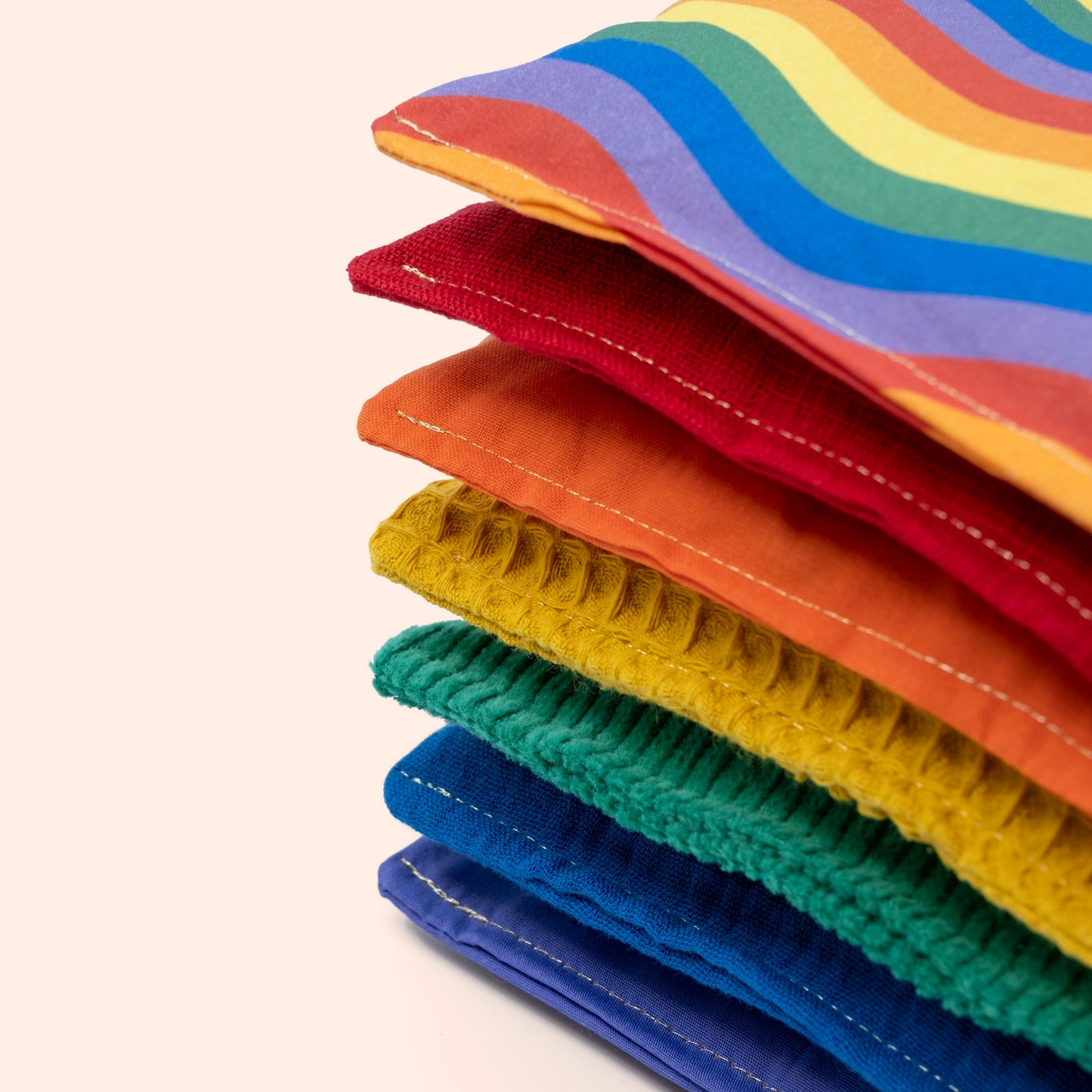 Sensorische pittenzakjes - Regenboog + waves - 7 stuks