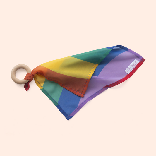 Playcycle speeldoek klein - 30cm - met houten ring - regenboog waves