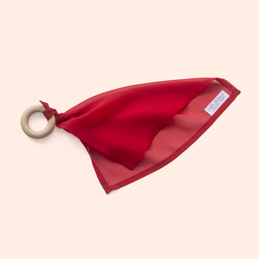 Playcycle speeldoek klein - 30cm - met houten ring - rood