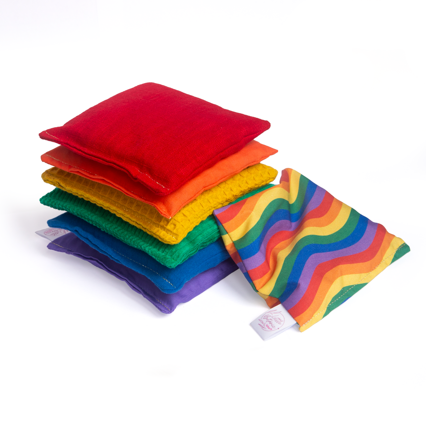Sensorische pittenzakjes - Regenboog + waves - 7 stuks
