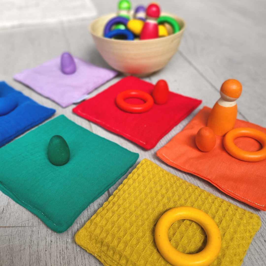 Sensorische pittenzakjes - Regenboog 8-delig