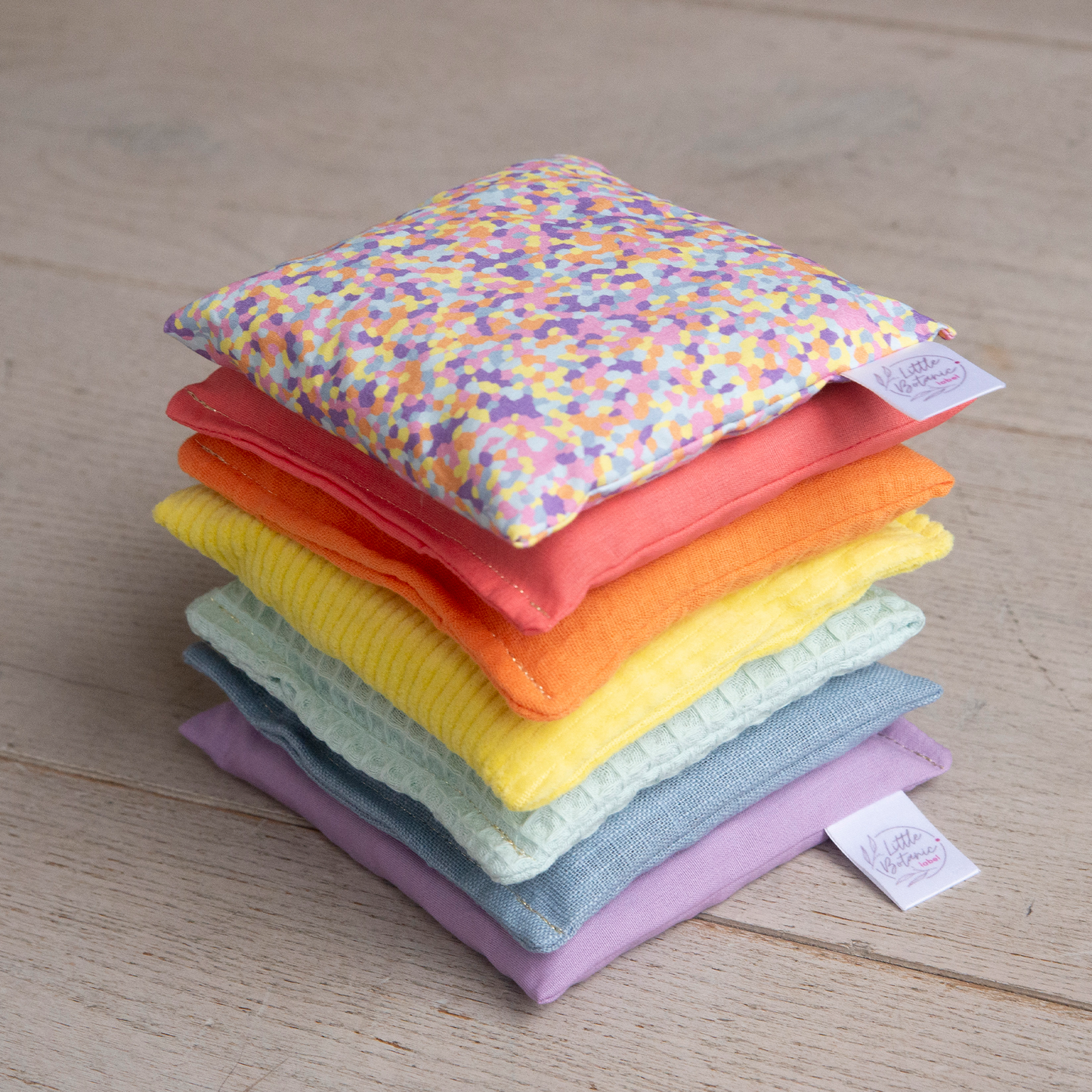 Sensorische pittenzakjes - pastel + pastel confetti - 7 stuks