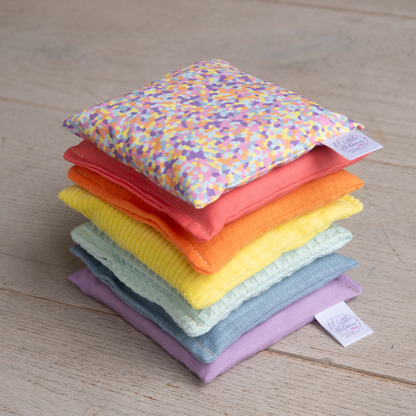 Sensorische pittenzakjes - pastel + pastel confetti - 7 stuks