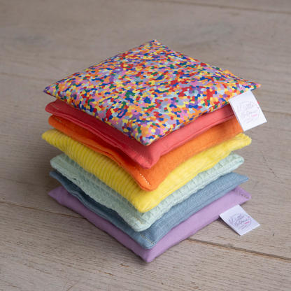 Sensorische pittenzakjes - pastel + super confetti - 7 stuks