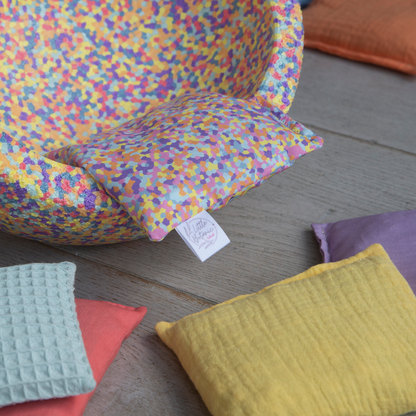 Sensorische pittenzakjes - pastel + pastel confetti - 7 stuks