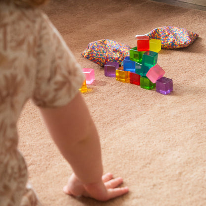 Sensorische pittenzakjes - pastel + pastel confetti - 7 stuks