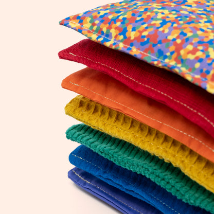 Sensorische pittenzakjes - Regenboog + regenboog confetti - 7 stuks