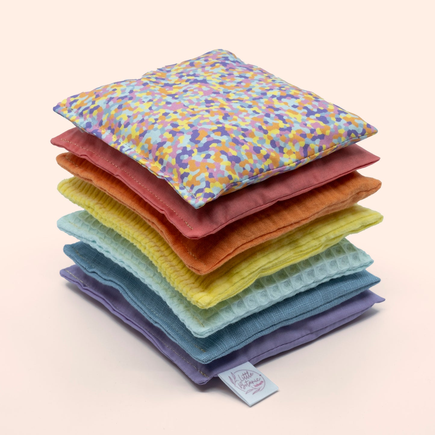 Sensorische pittenzakjes - pastel + pastel confetti - 7 stuks