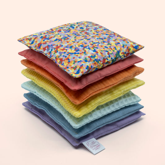 Sensorische pittenzakjes - pastel + super confetti - 7 stuks