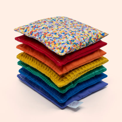 Sensorische pittenzakjes - Regenboog + super confetti- 7 stuks