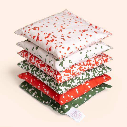 Sensory bean bags - Confetti's Red, Blush &amp; Dark Green Christmas special - 6 pieces