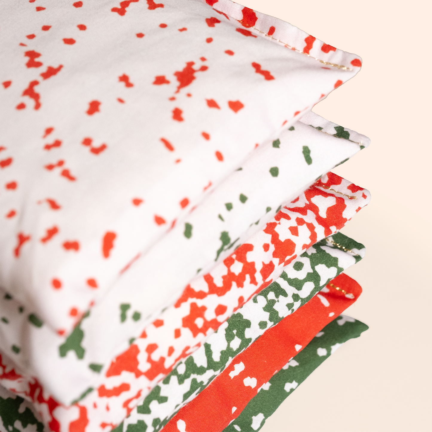 Sensory bean bags - Confetti's Red, Blush &amp; Dark Green Christmas special - 6 pieces